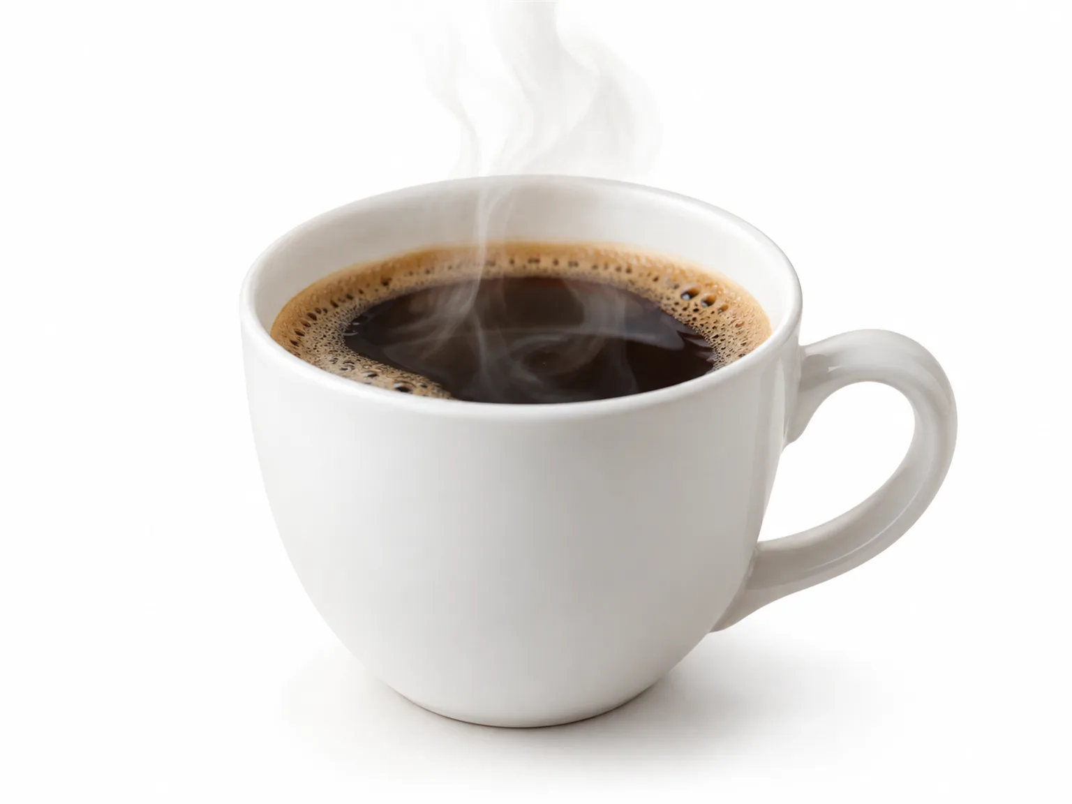 Option A: a white cup of hot coffee with rising steam