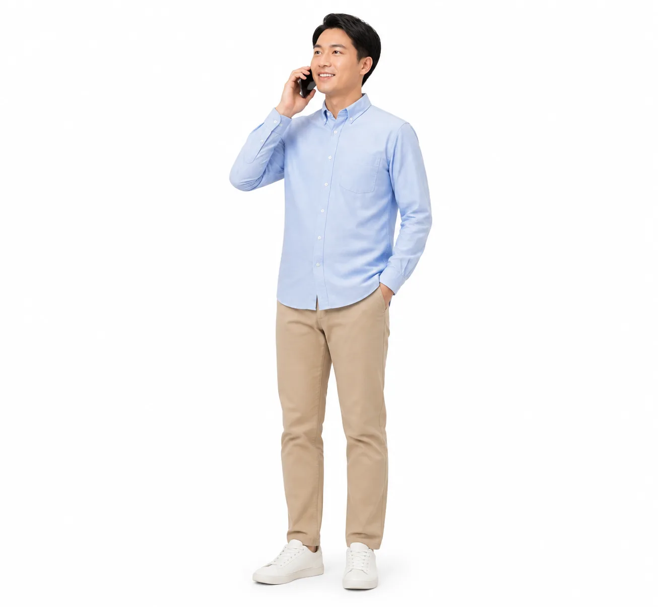 Option D: 一个男人在打电话