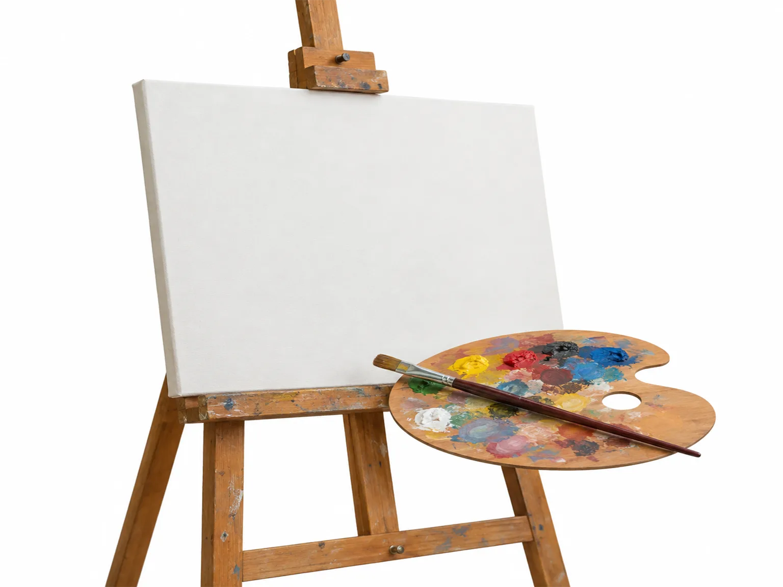 Option A: an easel holding a canvas with a paintbrush and palette