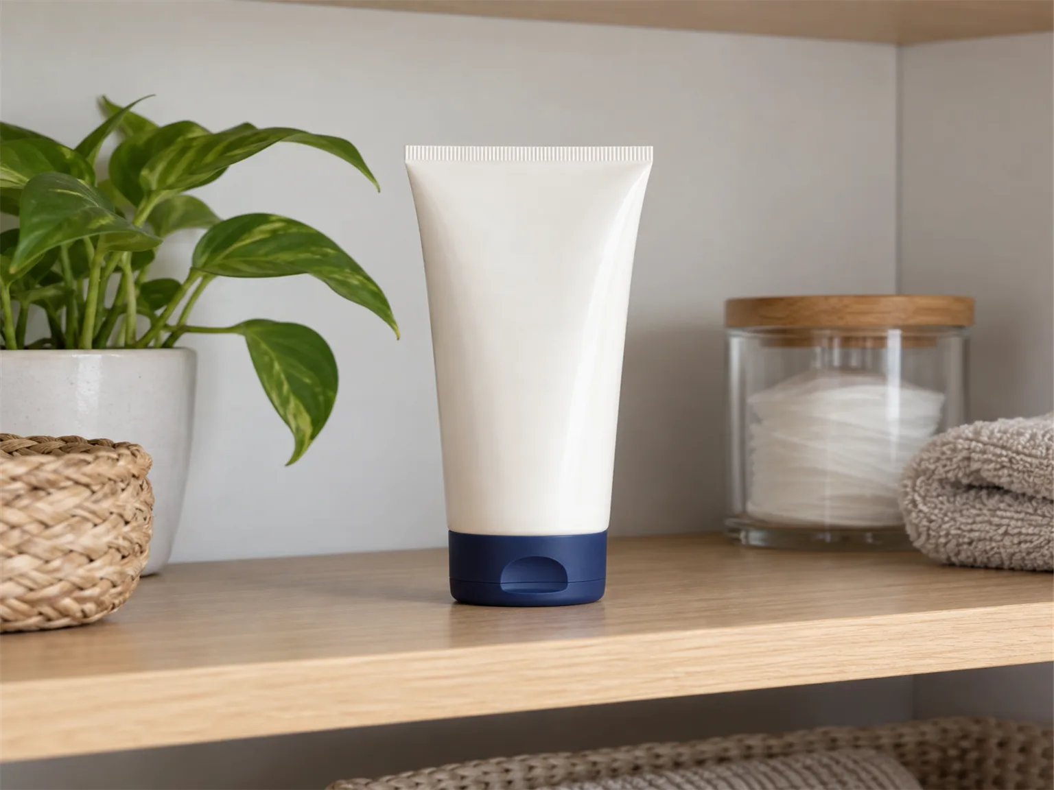Option C: a tube of hand cream standing on a shelf