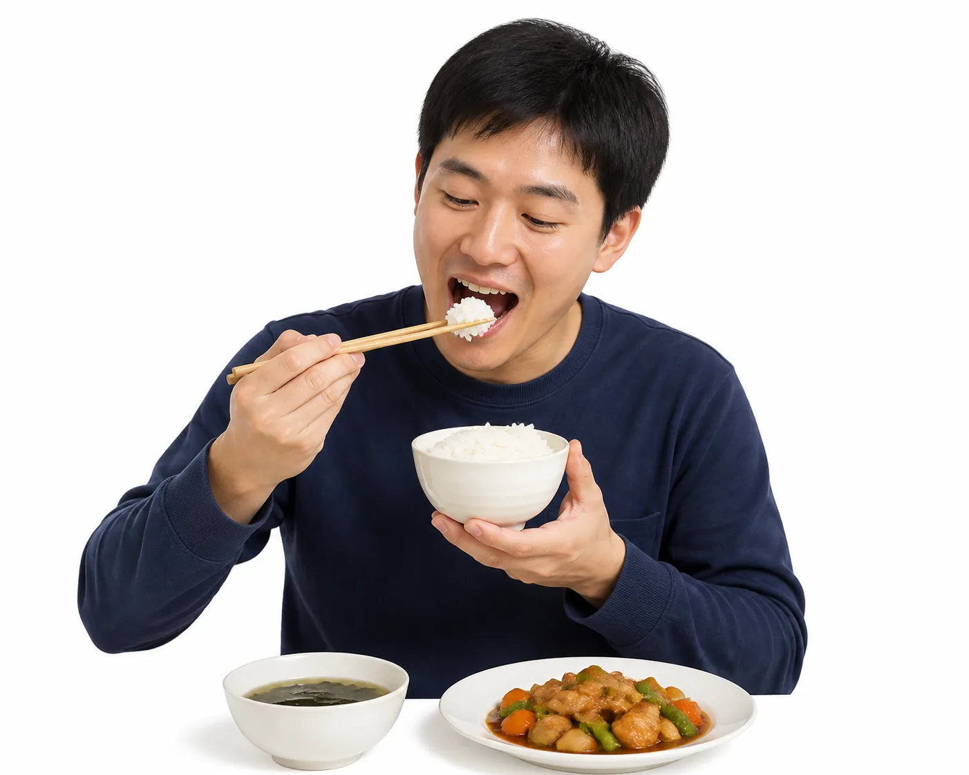 Option A: 一个人在吃饭