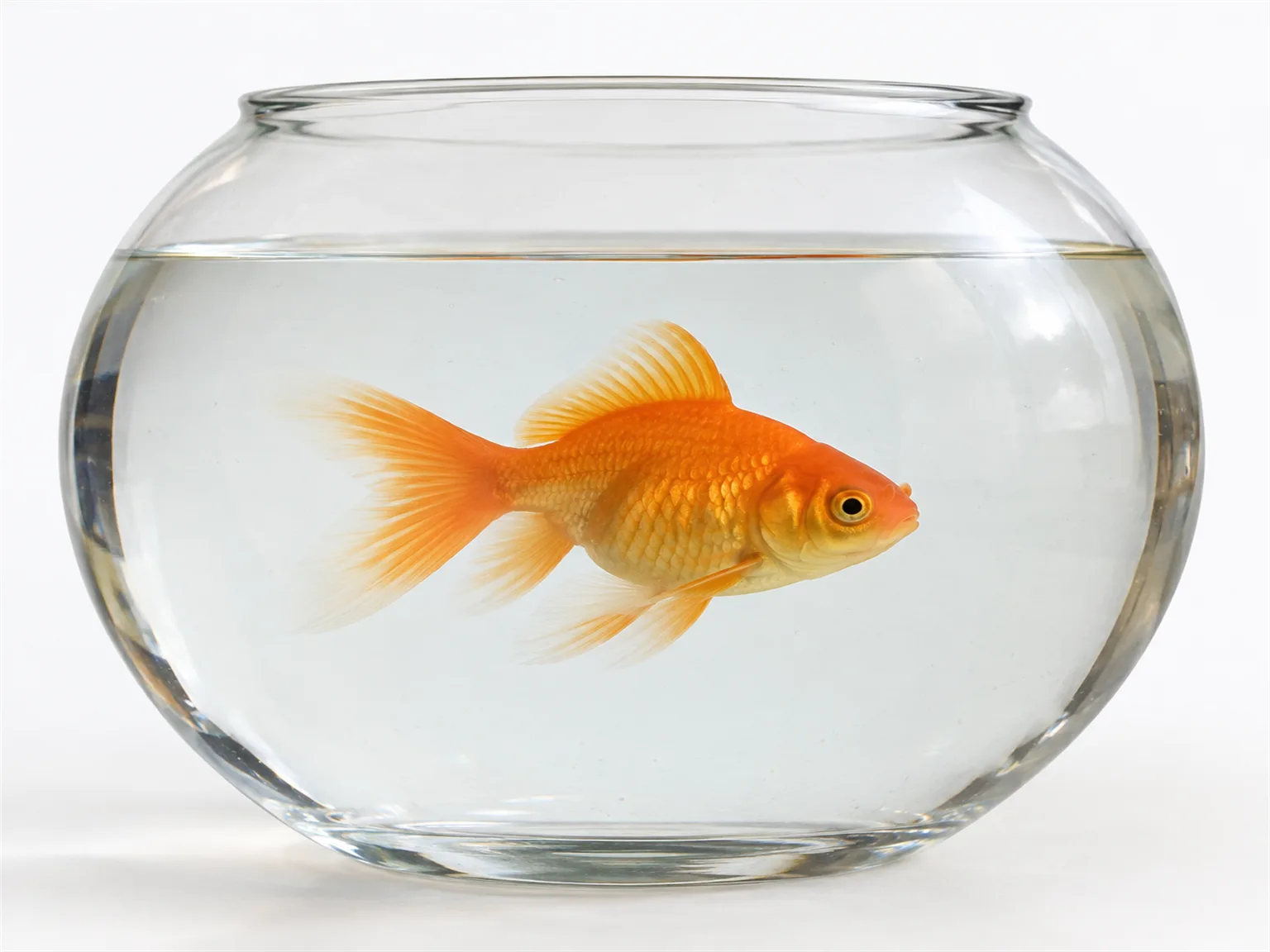 Option C: a fish swimming inside a round glass bowl