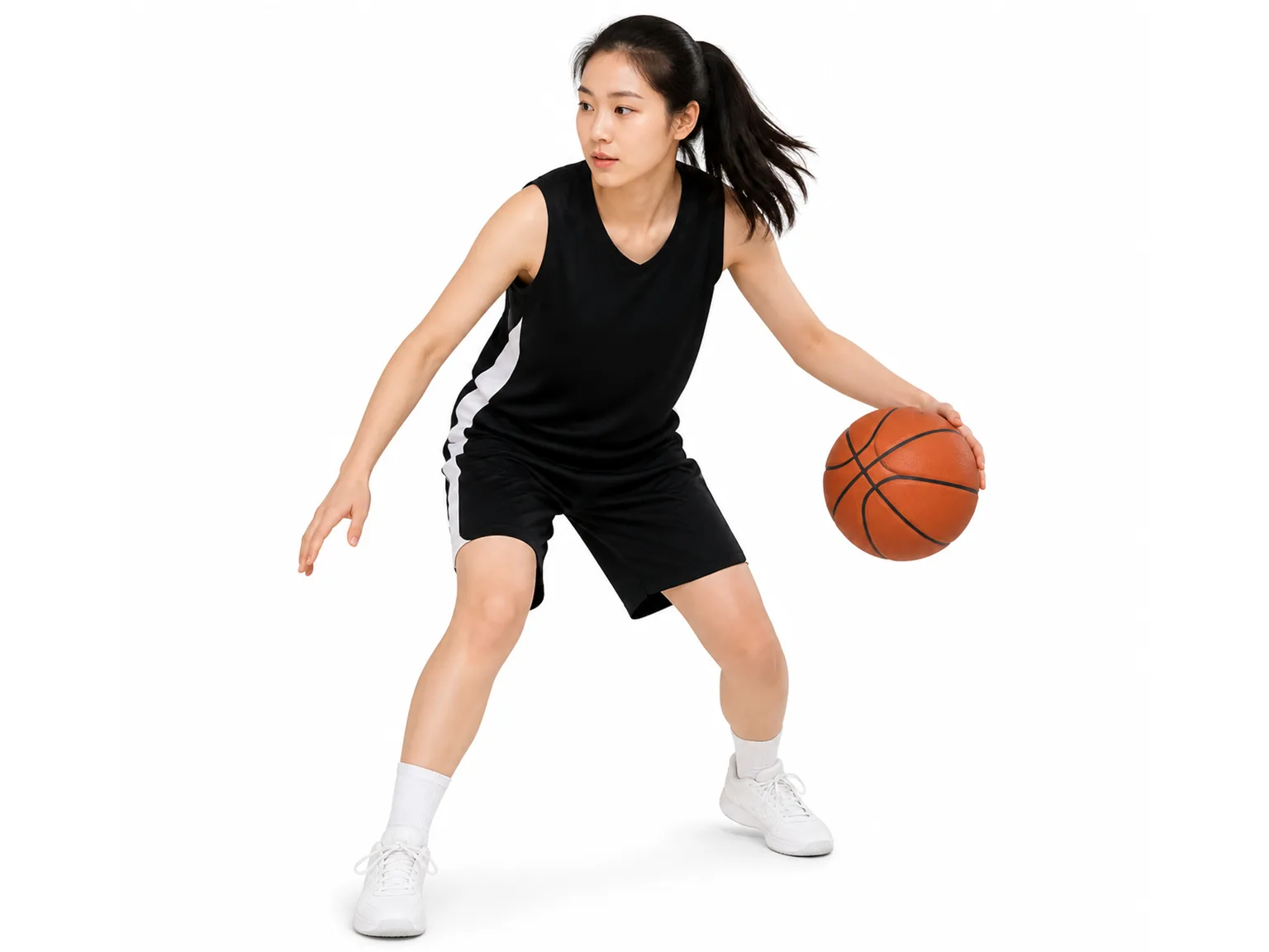Option B: 一个女人打篮球