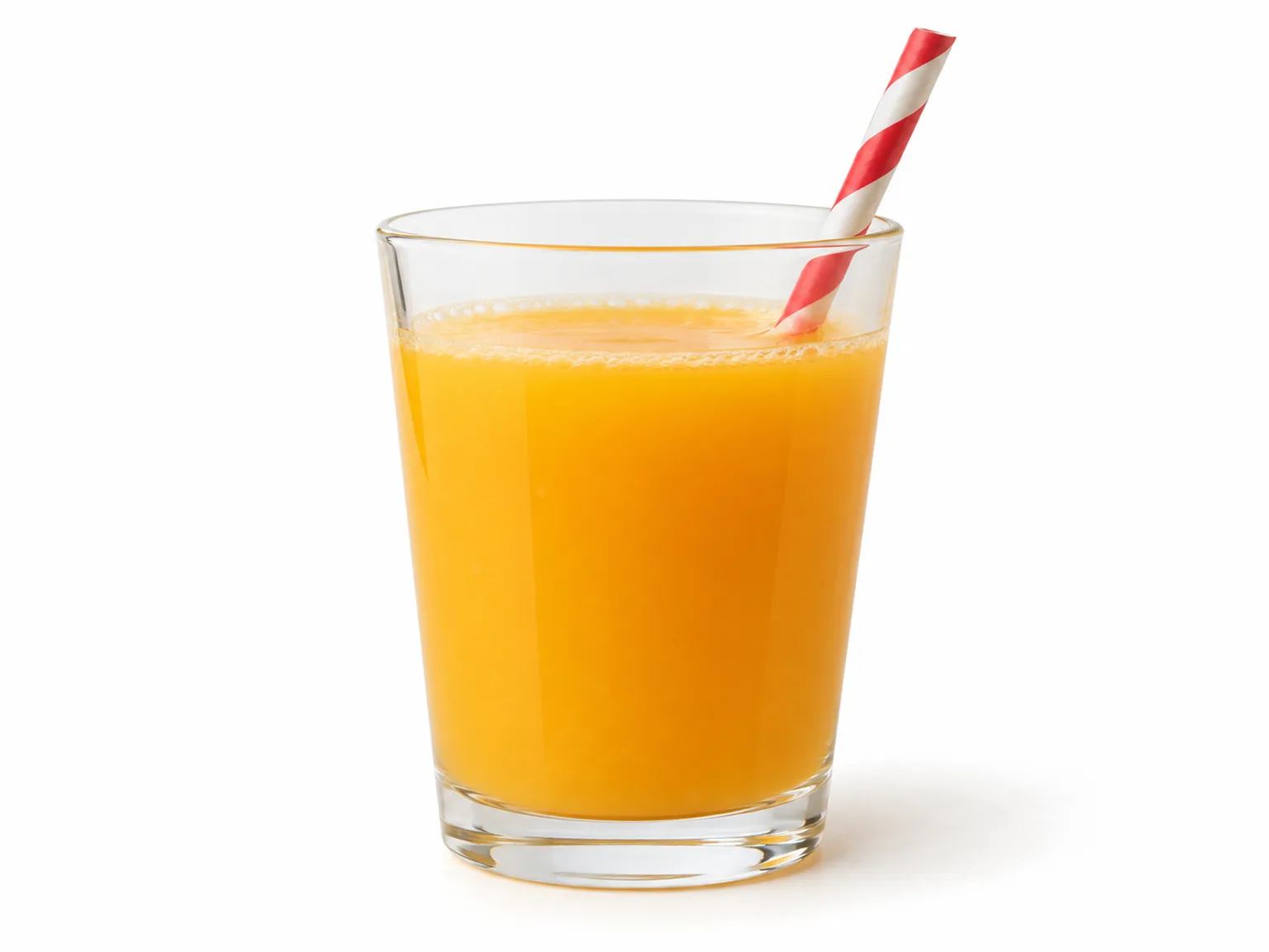 Option B: a glass of fresh orange juice with a straw