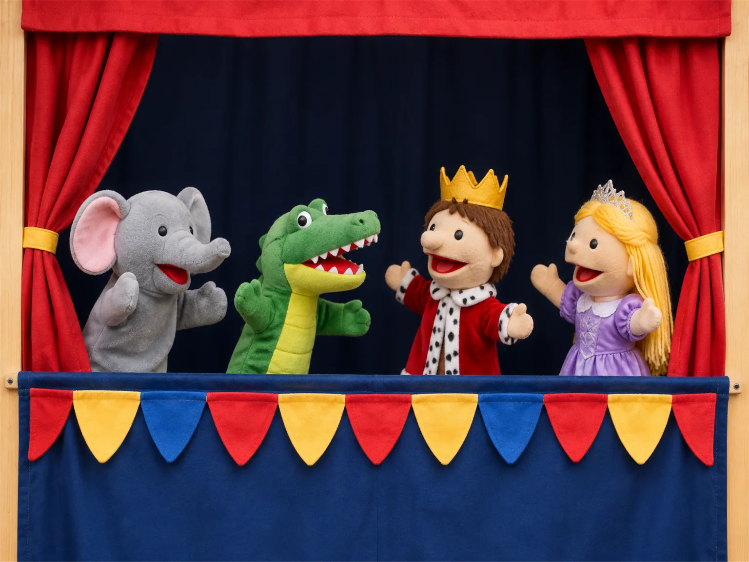 Option C: a puppet show with colorful hand puppets on a small stage