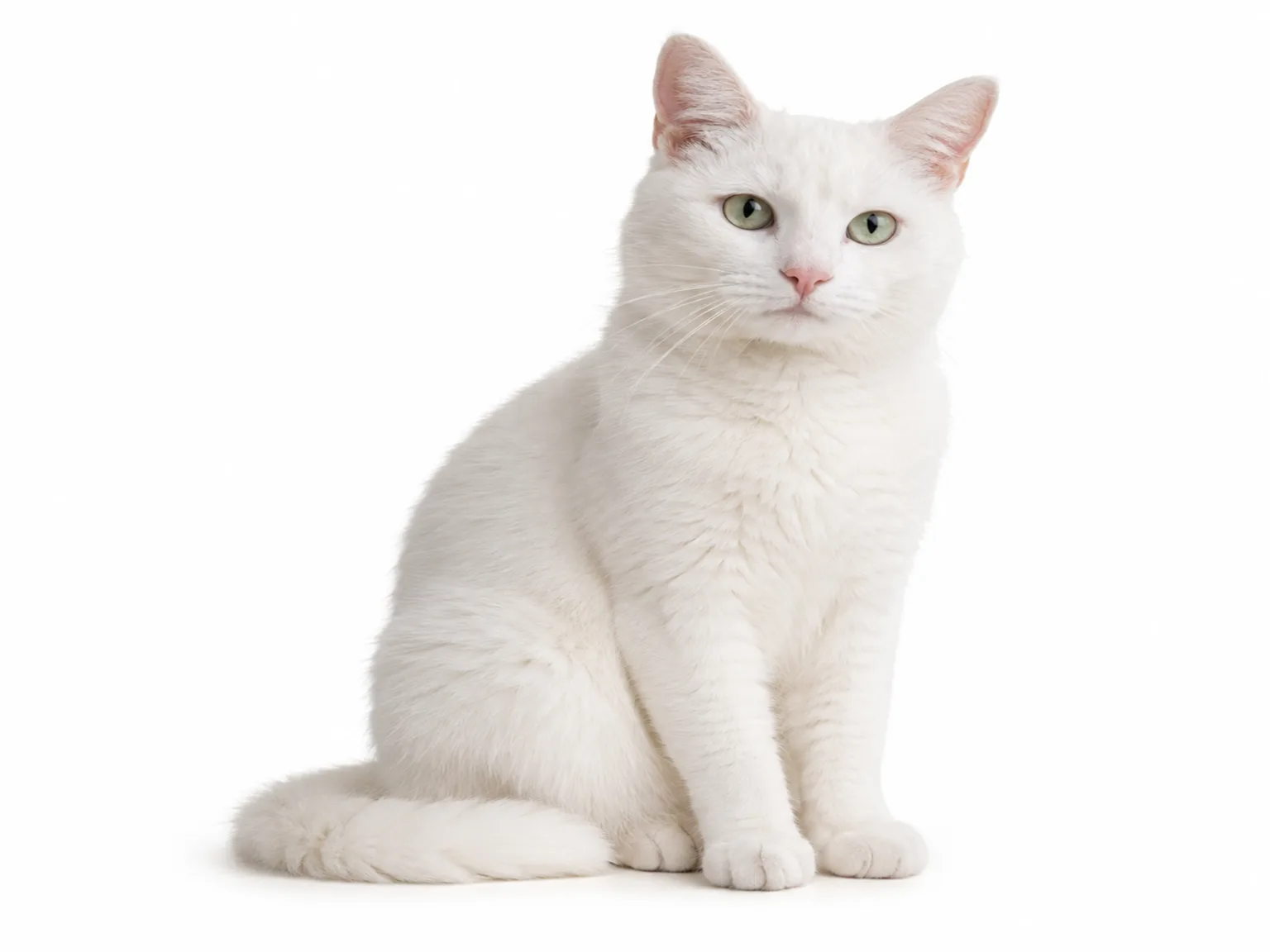 Option C: a white cat sitting quietly and looking calm